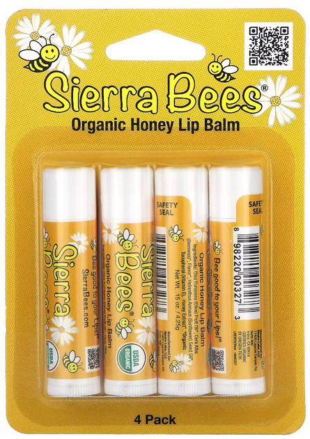 Акція на Набір органічних бальзамів для губ Sierra Bees Organic Honey Lip Balms 4 шт по 4.25 г від Rozetka