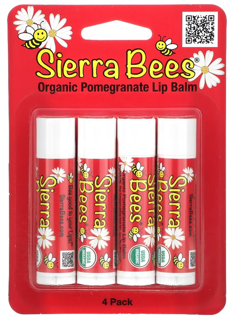 Акція на Набір органічних бальзамів для губ Sierra Bees Organic Pomegranate Lip Balms 4 шт по 4.25 г від Rozetka