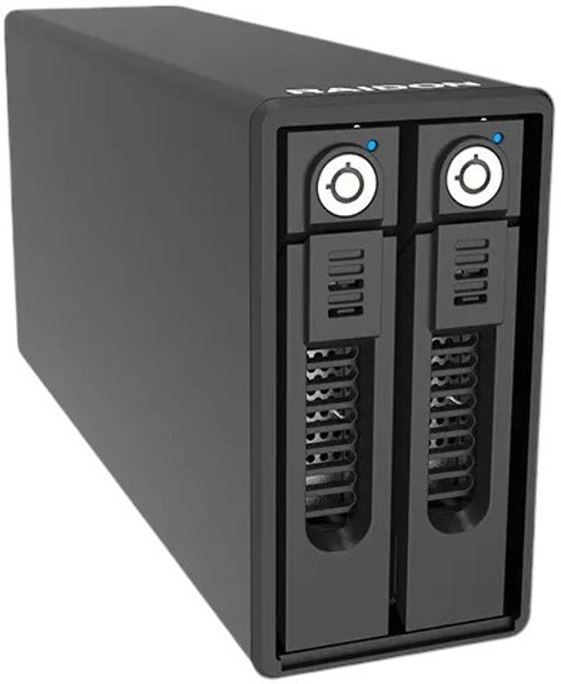 Зовнішній корпус RAID RAIDON GR3660-BA31 для 2x 2.5"/3.5" HDD/SSD з USB 3.2 Gen 2 Type-C Black - зображення 2