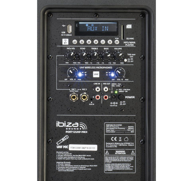 Портативна активна акустична система IBIZA PORT12 UHF MKII TWS RMS 350W - зображення 7