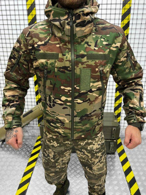 Тактична куртка Soft Shell з безліччю кишень та флісовою підкладкою Multicam L - зображення 1