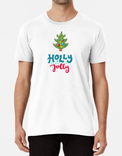 Мужская Новогодняя футболка Stedman с принтом Ёлка Холли Holly jolly Белый XL - Фото 1 Мужская Новогодняя футболка Stedman с принтом Ёлка Холли Holly jolly Белый XL - изображение 1