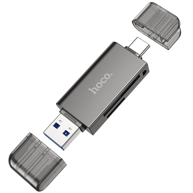 Хаб HOCO HB39 USB/Type-C 3.0 high-speed card reader Metal Gray (6942007604819) - Фото 1 Хаб HOCO HB39 USB/Type-C 3.0 high-speed card reader Metal Gray (6942007604819) - изображение 1