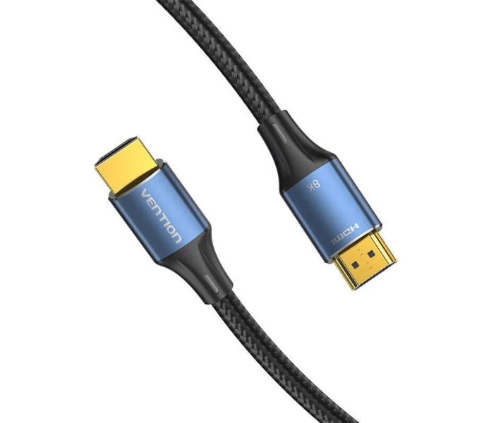 Кабель Vention Cotton Braided HDMI-A Male to Male HD v2.1 Cable 8K 2M Blue Aluminum Alloy Type (ALGLH) - Фото 4 Кабель Vention Cotton Braided HDMI-A Male to Male HD v2.1 Cable 8K 2M Blue Aluminum Alloy Type (ALGLH) - зображення 4