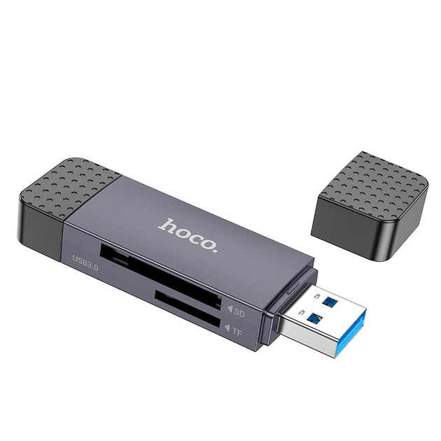 Кардридер HOCO HB45 Spirit 2-in-1 USB/Type-C 3.0 card reader Metal gray (6942007620529) - Фото 1 Кардридер HOCO HB45 Spirit 2-in-1 USB/Type-C 3.0 card reader Metal gray (6942007620529) - изображение 1