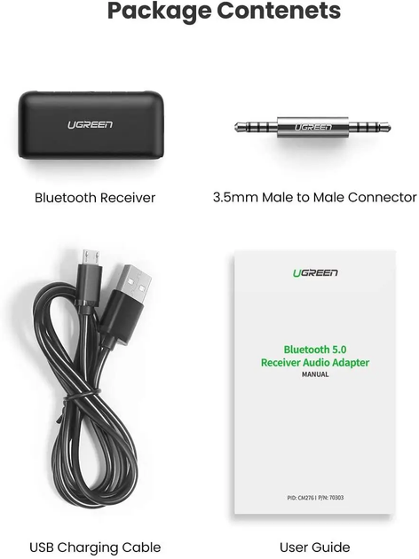 Bluetooth-ресивер UGREEN CM276 Bluetooth 5.0 Receiver Audio Adapter (UGR-70303) - зображення 8