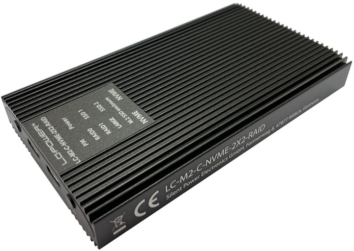 Зовнішня кишеня LC-Power LC-M2-C-NVME-2X2-RAID 2x M.2 NVMe RAID Black - зображення 1