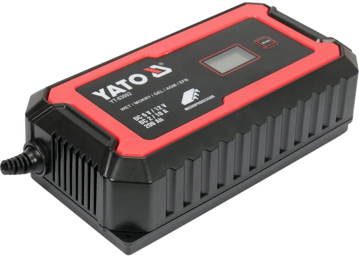 Зарядний прилад YATO з LCD дисплеєм 6В/2А, 12В/10А (YT-83002) - зображення 2