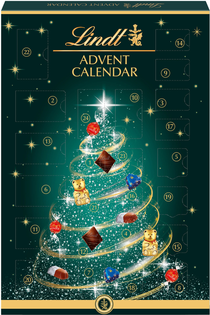 Різдвяний календар Lindt Tree з цукерками та ведмедиками з молочного ...
