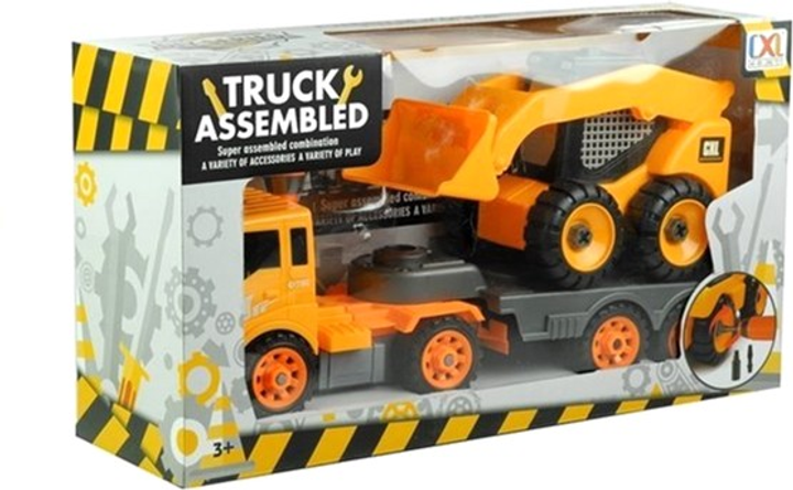 Zestaw maszyn budowlanych do skręcania LEAN Toys Truck Assembled 3579 Koparka + Transporter z przyczepą i akcesoriami Żółty (5902808156796) - obraz 8