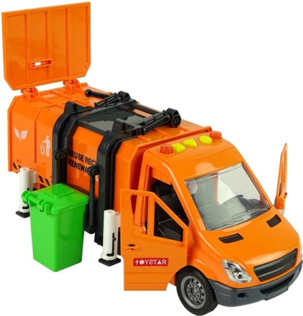 Śmieciarka LEAN Toys Garbage Truck 10429 z akcesoriami Pomarańczowa (5904665992678) - obraz 3