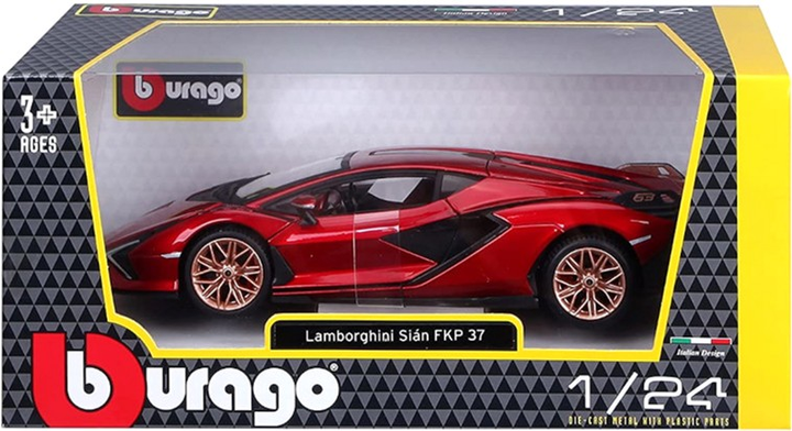 Металева модель автомобіля Bburago Lamborghini Sian FKP 37 1:24 Червона (4893993002702) - зображення 1