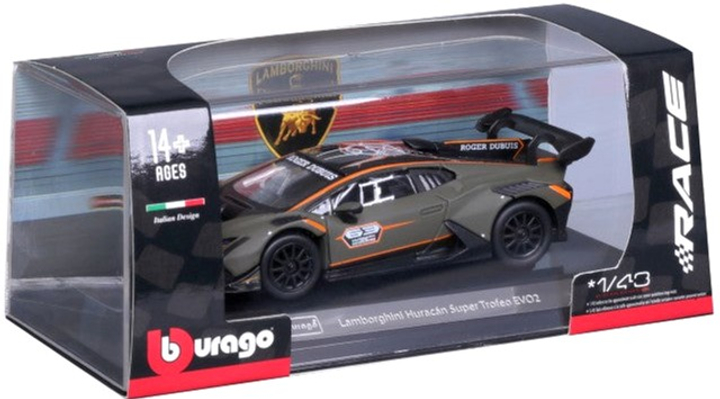 Metalowy model samochodu Bburago Lamborghini Huracan Super Trofeo Evo2 1:43 (4893993383054) - obraz 1