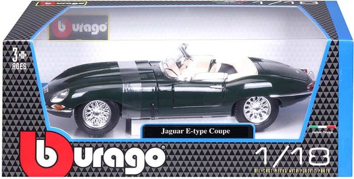 Металева модель автомобіля Bburago Jaguar E-Type Cabriolet 1:18 (4893993120468) - зображення 1