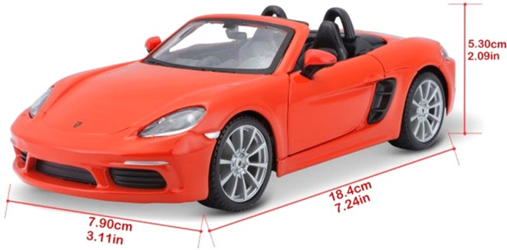 Metalowy model samochodu Bburago Porsche 718 Boxster 1:24 Pomarańczowy (4893993210879) - obraz 7