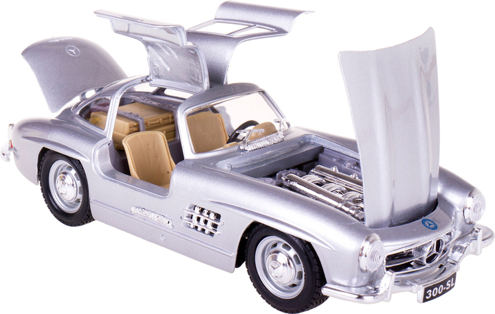 Metalowy model samochodu BBurago Mercedes-Benz 300SL 1954 1:24 Srebrny (4893993010530) - obraz 4