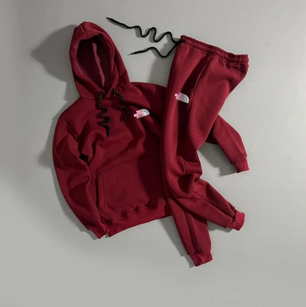 Зимовий спортивний чоловічий костюм The North Face L Бордовий (MJ-30) - Фото 1 Зимовий спортивний чоловічий костюм The North Face L Бордовий (MJ-30) - зображення 1