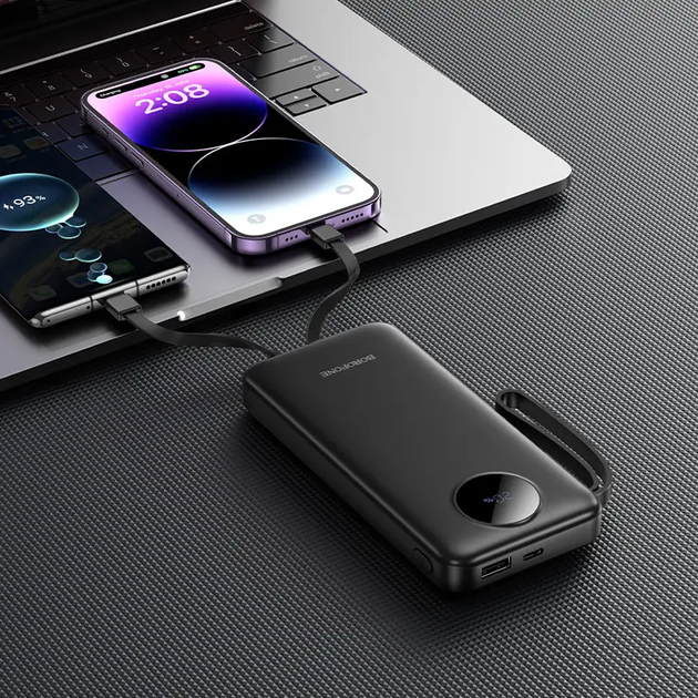 Powerbank BOROFONE BJ53 10000 mAh + кабелі Type-C/Lightning/micro USB/USB білий G-11561 - Фото 4 Powerbank BOROFONE BJ53 10000 mAh + кабелі Type-C/Lightning/micro USB/USB білий G-11561 - изображение 4