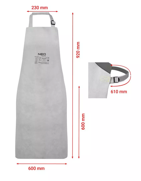 Fartuch spawalniczy skórzany NEO Tools z zapięciem 60 x 90 cm 81-891 (5907558484564) - obraz 11