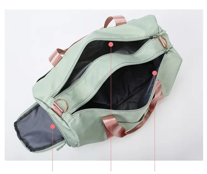 Спортивная женская сумка 49x25x23 см для фитнеса и тренажерного зала из водоотталкивающего нейлона Мятная - изображение 7