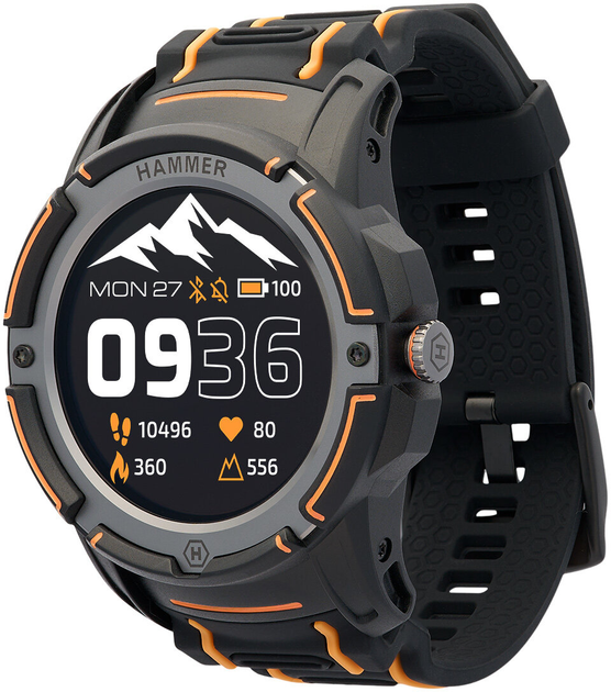 Smartwatch HAMMER Watch Plus Black-Orange (SMA002659) - obraz 1