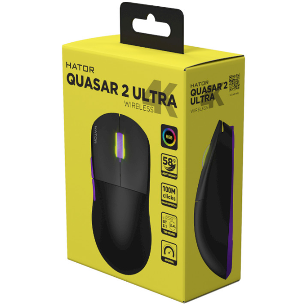 Бездротова ігрова мишка HATOR Quasar 2 ULTRA 4K wireless 3200dpi USB Black-Lilac (HTM570BL) - зображення 4