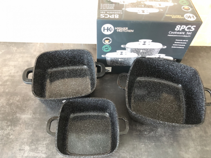 Набір каструль Higher Kitchen HK-302 2.7 л 4.5 л 6.7 л чорний - Фото 4 Набір каструль Higher Kitchen HK-302 2.7 л 4.5 л 6.7 л чорний - изображение 4
