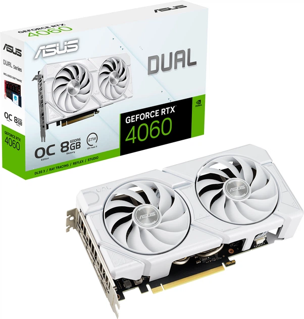 ☆0さま専用☆ Видеокарта ASUS PCI-Ex GeForce RTX 4060 Dual EVO White OC Edition