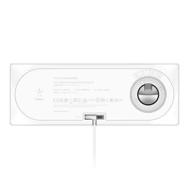 Бездротовий зарядний пристрій Belkin BOOST CHARGE PRO 3-in-1 Wireless Charging Pad with MagSafe White - зображення 3