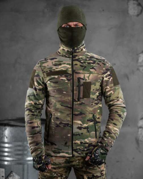 Тактическая флисовая кофта вставками из плащевки Tactical Fleece Jacket Multicam M - изображение 2