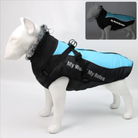 Светоотражающая зимняя толстая куртка для собак Black/Blue, 4XL Голубой - изображение 2