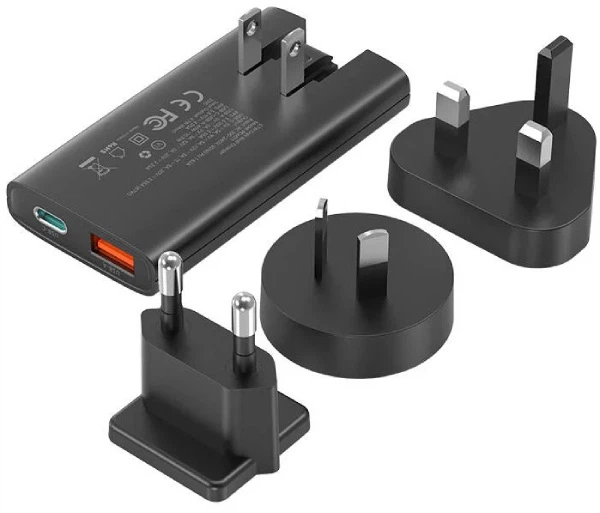 Мережевий зарядний пристрій CHOETECH 65W GaN USB-C + USB-A Ultra thin Чорний (PD6011-EU-BK) - зображення 2