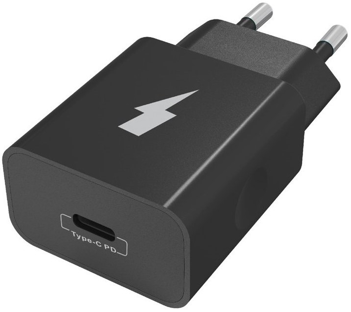 Мережевий зарядний пристрій Winner Group 1 x USB-C PD 20 Вт Black (8591194092435) - зображення 1