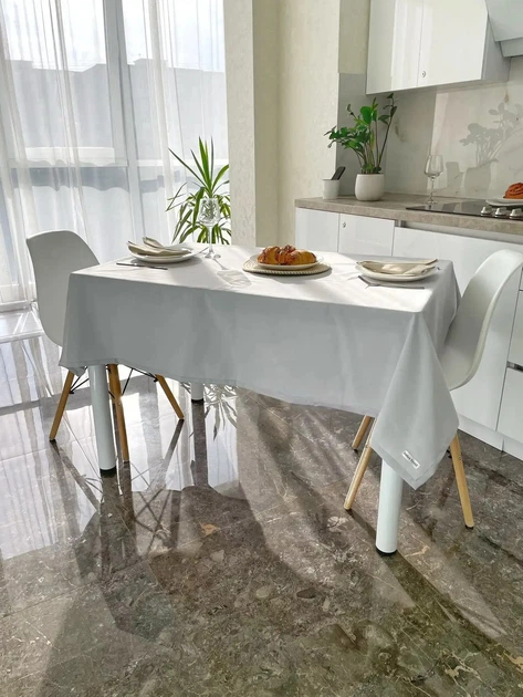 Скатерть водоотталкивающая Delux Textil Светло-серая 140 х 110 см (366796) - изображение 2