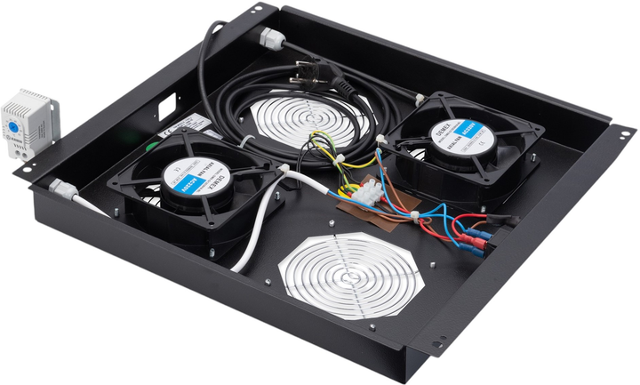 Стельовий блок охолодження для серверних шаф Digitus Unique & Varioflex-N 2 x Fans Black (DN-19 FAN-2-B-N) - зображення 2