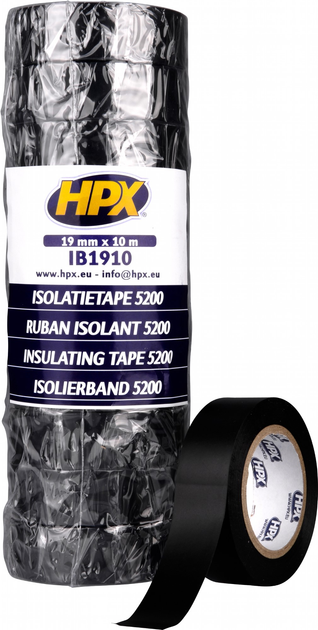 Профессиональная изоляционная лента HPX 5200 ПВХ 19 мм х 10 м Черная (IB1910) - изображение 4