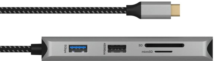 Док-станція Icy Box USB Type-C - USB 3.2 x2, USB 2.0, USB Type-C, HDMI x2, SD, microSD, RJ-45 Grey/Black (IB-DK4012-CPD) - зображення 4