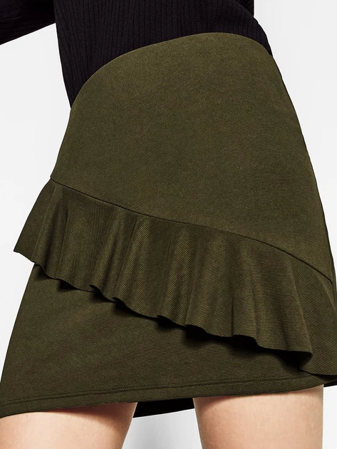 Юбка мини летняя прямая женская Zara 01131295505 М Зеленая (ZP01131295505037) - изображение 6