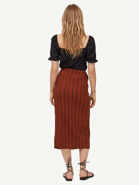 Спідниця міді літня пряма жіноча H&M 0745357 S Коричнева (KAY2000000625935_LD2000000625935) - Фото 5 Спідниця міді літня пряма жіноча H&M 0745357 S Коричнева (KAY2000000625935_LD2000000625935) - зображення 5