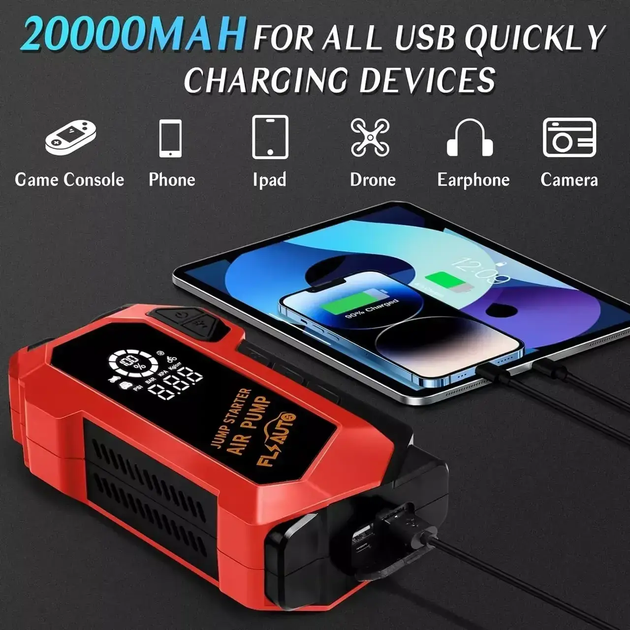 Пусковое автомобильное устройство для аккумулятора Jump StaRter + компресор 00955688 - изображение 2
