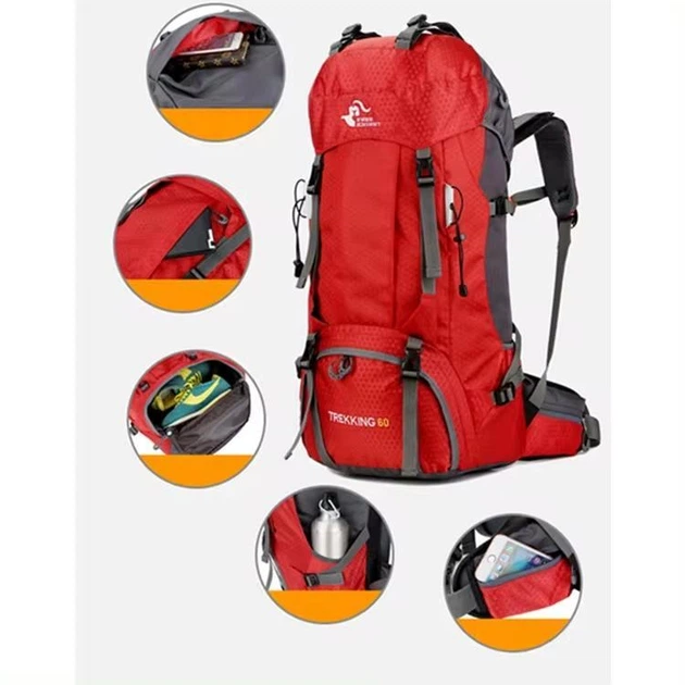 Туристичний, похідний рюкзак FREE KNIGHT 60L Red - зображення 2