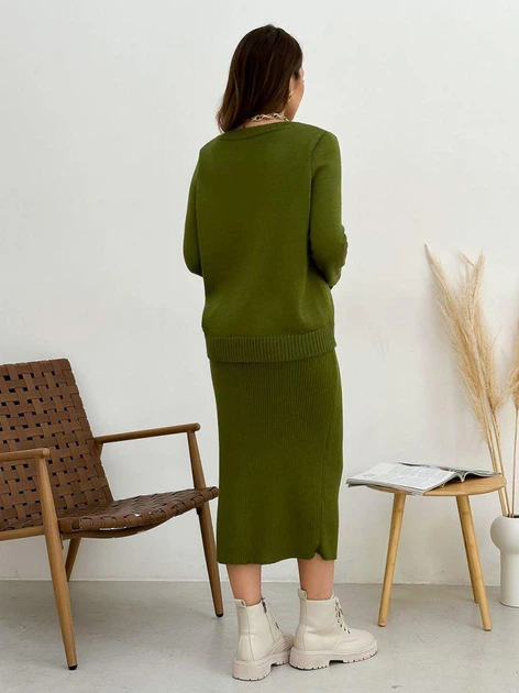 Юбка миди осенняя прямая женская ARTKNIT Jolie S-M Хаки (4823093444126) - Фото 5 Юбка миди осенняя прямая женская ARTKNIT Jolie S-M Хаки (4823093444126) - изображение 5