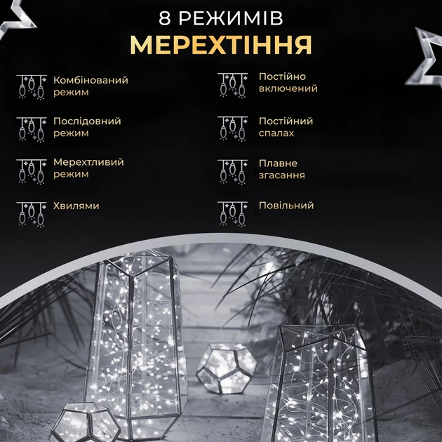 Гирлянда 10 метров с 100 LED каплями на белом проводе USB - Фото 7 Гирлянда 10 метров с 100 LED каплями на белом проводе USB - изображение 7