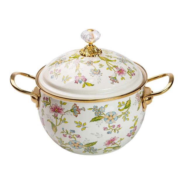 Эмалированная кастрюля с крышкой 3 л Белый Yiwu HP-2-110 - Фото 1 Эмалированная кастрюля с крышкой 3 л Белый Yiwu HP-2-110 - изображение 1