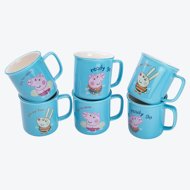 Набір із 6 чашок Peppa Pig, 150 мл, синій. - Фото 4 Набір із 6 чашок Peppa Pig, 150 мл, синій. - зображення 4