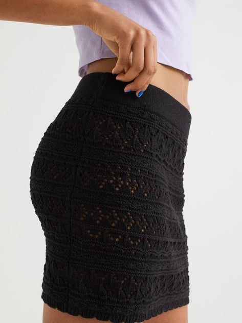 Юбка мини летняя прямая женская H&M 061063995 XXS Черная (6666000267542) - изображение 6