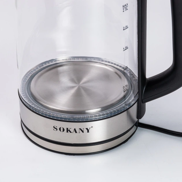 Чайник электрический Sokany SK-09013 2.5 литра прозрачный - изображение 6