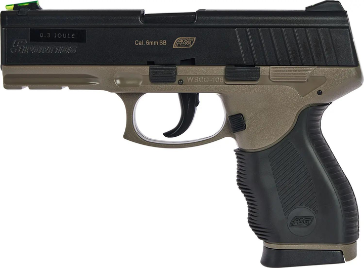 Пістолет страйкбольний ASG Sport 106 DT Spring кал. 6 мм Black/fde - зображення 1