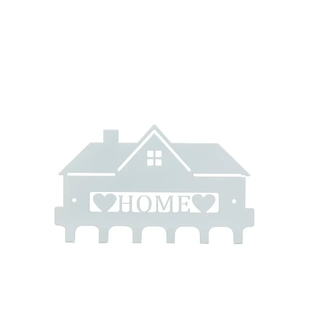 Ключница настенная Home металлическая на 6 крючков 24 х 15 см Белый (KZ-40) - Фото 2 Ключница настенная Home металлическая на 6 крючков 24 х 15 см Белый (KZ-40) - изображение 2