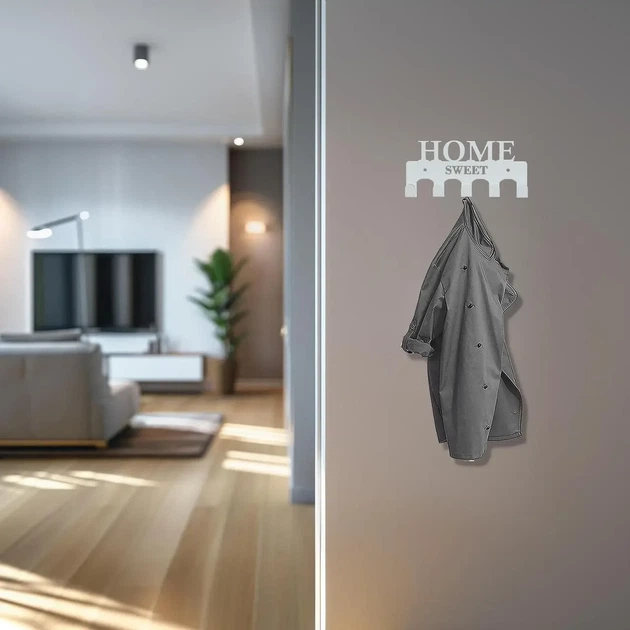 Ключниця настінна Sweet Home металева на 5 гачків 17 х 8 см Білий (KZ-36) - зображення 2